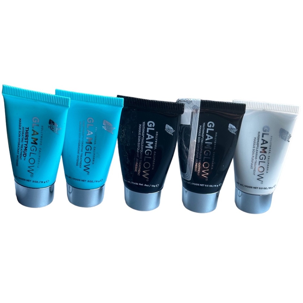 (2) GlamGlow ThirstyMud, (2) GlamGlow YouthMud, & (1) GlamGlow SuperMud .5 oz ea